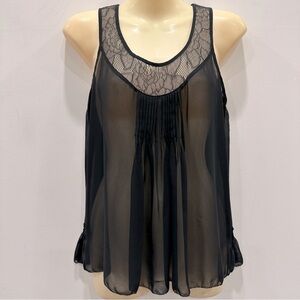 Vintage Oscar de la Renta Drop Peplum Semi Sheer Sleeveless Top
